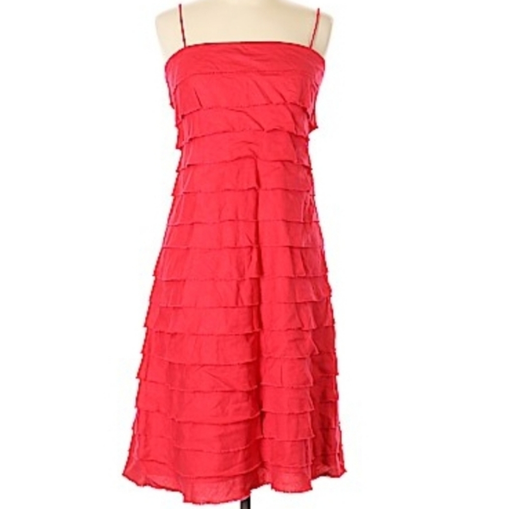 J. Crew red tiered spaghetti strap dress, sz 4